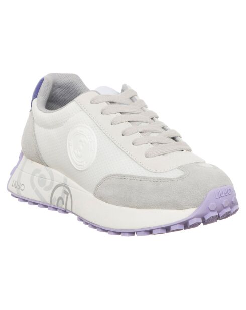 Sneakers en Cuir Lolo blanc/violet/gris